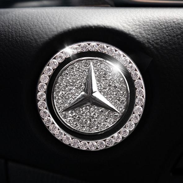Mercedes Start Button Bling Car Décor Crystal Rhinestone Car Bling Ring Emblem Sticker
