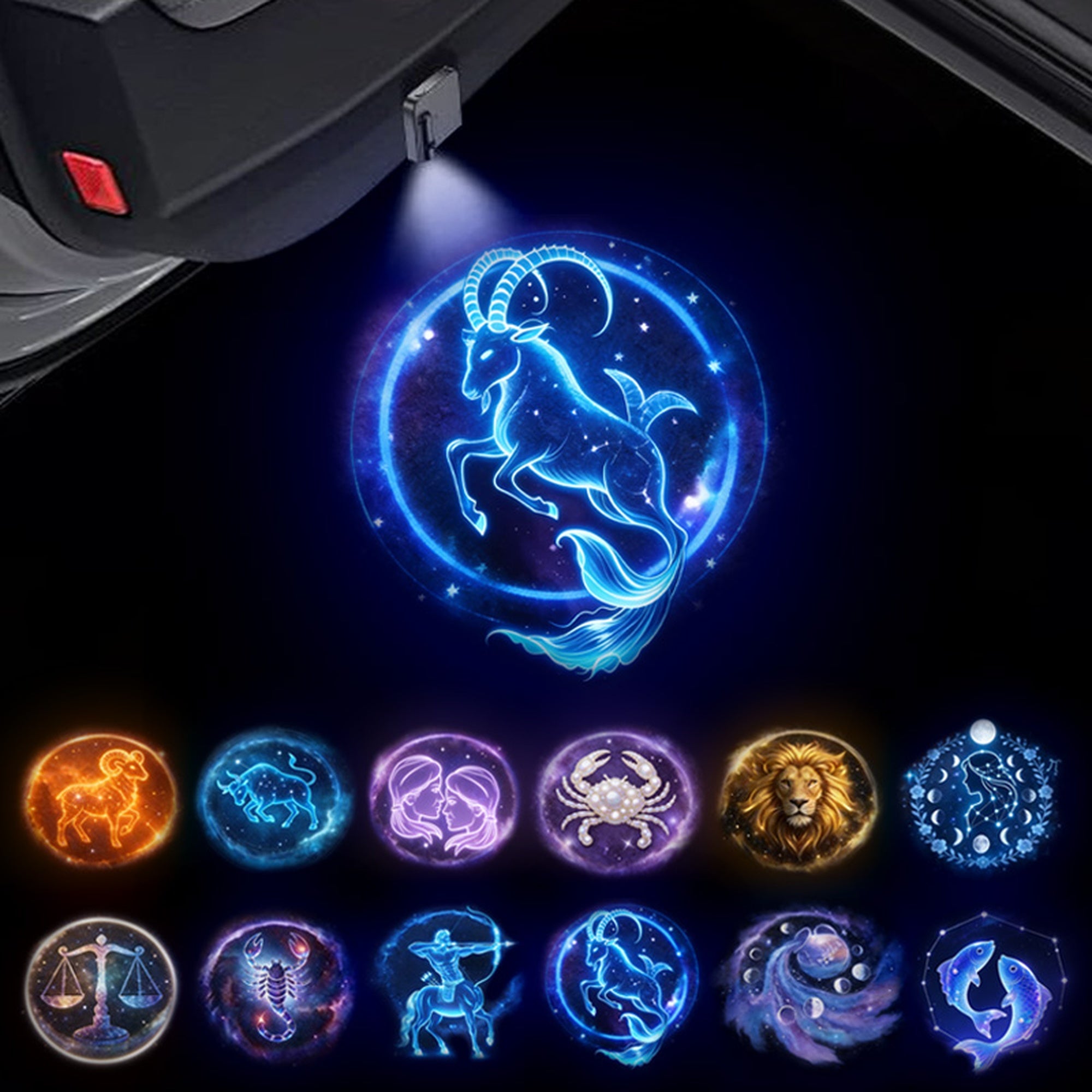 Zodiac Car Door Projector Light: All 12 Astrology Signs, LED Light