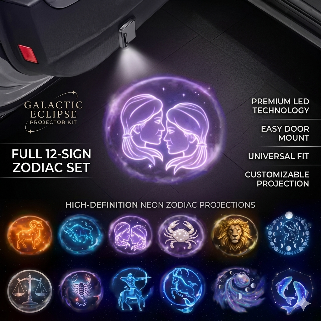 Zodiac Car Door Projector Light: All 12 Astrology Signs, LED Light