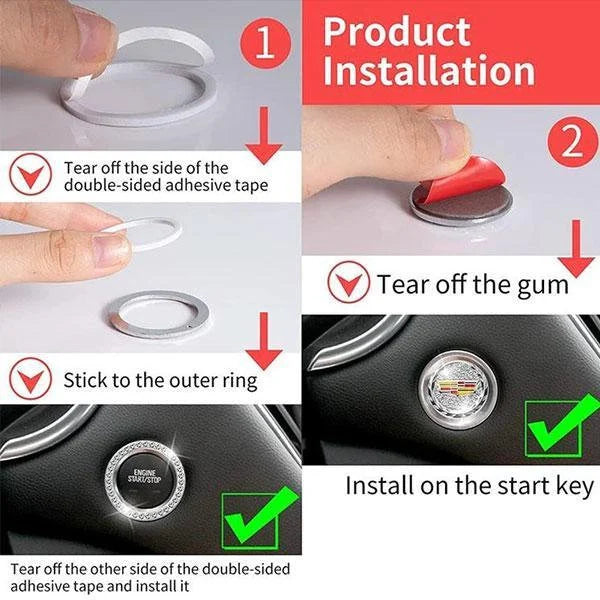 Acura Start Button  Bling Car Décor Crystal Rhinestone Car Bling Ring  Emblem Sticker