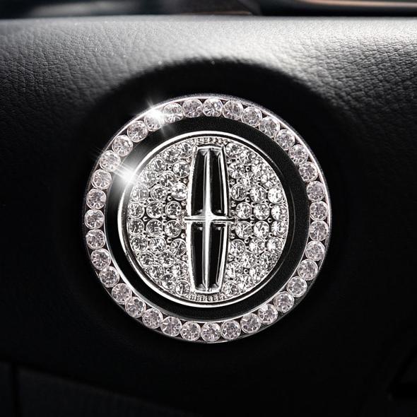 Lincoln Start Button  Bling Car Décor  Crystal Rhinestone Car Bling Ring  Emblem Sticker