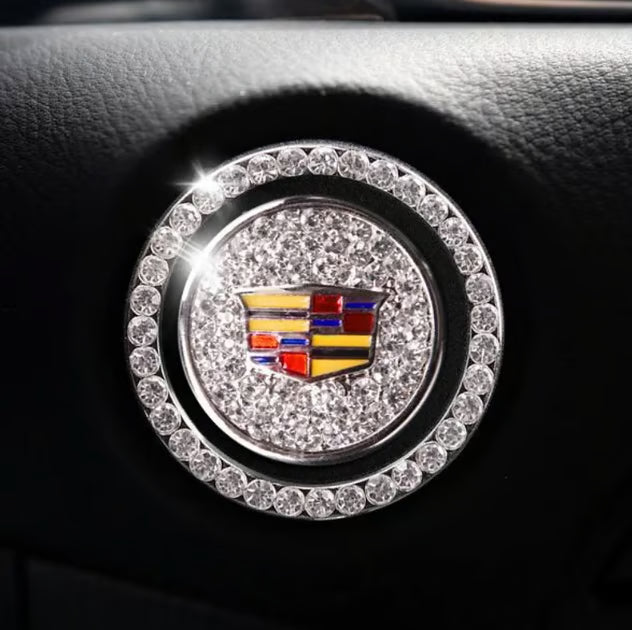 Cadillac Start Button | Bling Car Décor | Crystal Rhinestone Car Bling Ring | Emblem Sticker