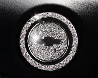 Chevy Start Button | Bling Car Décor | Crystal Rhinestone Car Bling Ring | Emblem Sticker