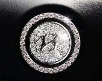 Hyundai Start Button | Bling Car Décor | Crystal Rhinestone Car Bling Ring | Emblem Sticker