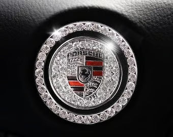Porsche Start Button Bling Car Décor Crystal Rhinestone Car Bling Ring Emblem Sticker
