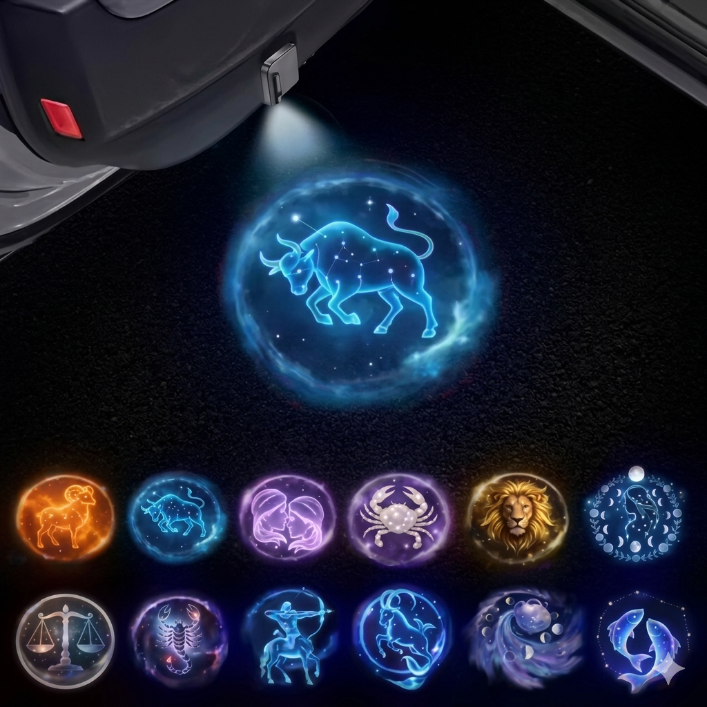 Zodiac Car Door Projector Light: All 12 Astrology Signs, LED Light