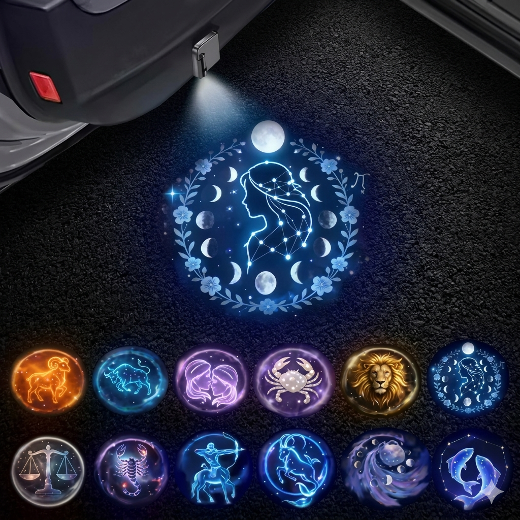Zodiac Car Door Projector Light: All 12 Astrology Signs, LED Light